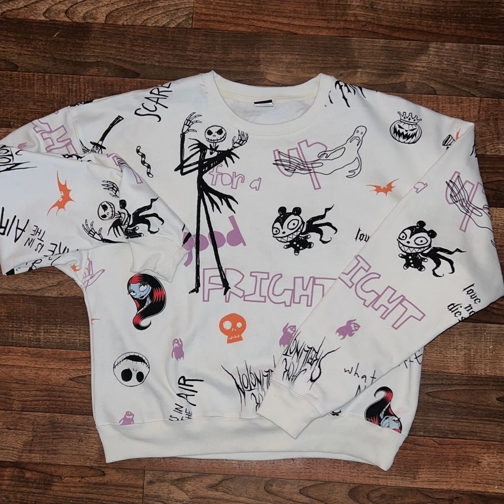 Disney jack skellington White and Purple Sweatshirt nightmare before Christmas